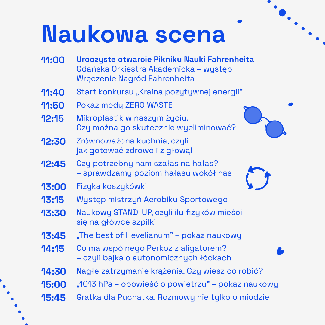 Program sceny naukowej podczas Pikniki Nauki Fahrenheita